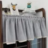 Cortina de tule coreano metade para cozinha sheer voile janela valance café curto porta do armário cortinas decorativas