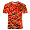 Herren-T-Shirts, lustige T-Shirts, Lebensmittel, Gemüse, Obst, Pfeffer, 3D-Druck, Streetwear, Männer und Frauen, modisch, übergroßes Hemd, Kinder, Jungen, T-Shirts, Tops