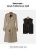 Men's Trench Coats Super long knee length trench coat men's double breasted khaki English style thickened wool liner windproof pure cotton jacket 230914