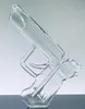 Прозрачный стеклянный бонг в форме пистолета, стеклянная водопроводная трубка, испаритель, перколятор, аксессуары для курения, установка, бутылка Perc Bong для табака