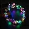 Hårtillbehör Led Light Up Wreath pannband Kvinnor Girls Flashing Headwear Concert Glow Party Supplies Halloween Xmas Gifts RRA2074- DHGZU