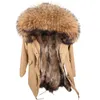 女性の毛皮のフェイクファーマオマオコン天然毛皮の裏地本物の毛皮のコート冬ジャケット女性ラクーン毛皮の襟
