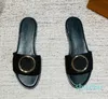 Klassieke platte pantoffels Leren sandaal Topkwaliteit Letterprint Zomersandalen Slijtvaste outdoor-slippers Mode Damesstrandslipper