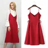 Casual Kleider Herbst Winter Frauen Faux Wildleder Weibliche Spaghetti Strap Kleid Vintage Western Stil Lace Up Dame Lange Vestidos WZ054