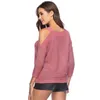 Women's Sweaters Lady Sexy Knitted Sweater Long Sleeve Knit Wear Collared Shoulder Shirt Seven-part Spring B-9258