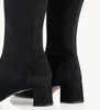 Luxo inverno aquazzura saint honore joelho-bota alta bloco salto preto marrom zíper dedo do pé redondo brial casamento senhora botas EU35-43 com caixa