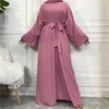 Vêtements ethniques 2 pièces Femmes Ouvert Abaya Kaftan Dubaï Turquie Musulman Ensemble Islam Robe Robe Africaine Kimono Maroc Caftan Mode 2023