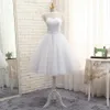 Sheer Scoop Neck Tulle Cocktail Dresses 2019 pärlor korta prom klänningar vintage knä längd festklänning282u