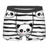 UNDUPTS MENS BOXER SEXY iç çamaşırı Yumuşak Uzun Boksörler Siyah Beyaz Panda Ayı Şerit Desen Erkek Panties