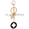 Key Rings Keychains Beautiful Four-leaf Clover Keychain Exquisite Metal Fashion Car Pendant Key Ring Women's Bag Charm Gift x0914