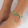 Enkelbanden Eenvoudige Turquoise Kralen Voor Dames Bohemen Zomer Accessoires Strand Geometrische Gouden Ketting Sandalen Sieraden Bijoux Femme