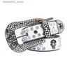 Belts Head Skull Buckle Belts Women Pu-leather Strap Rhinestone Buckle Belts Western Cowboy Y2k Girls Fashion Belt for Jeans Dropship Q230914