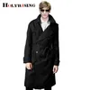 Trenchs d'hommes HOLYRISING Mâle Manteau Vestes Homme Poches Coton Régulier Double Boutonnage Hommes 18998 230912