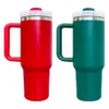 2023 dubbelwandig 304 roestvrij staal Gepoedercoat H2.0 Kerst Kerstmis rood groen 40oz quencher tumbler voor lasergraveren met deksel en rietje 20 pack mixkleuren