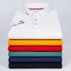 Polos masculinos 2023 verão respirável camisas de luxo algodão bordado negócios manga curta topo camisa polo para homens casual formal 230912