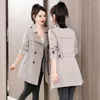 Women's Trench Coats Ladies Casual Wind Spring Autumn Girls Solid Color Long Sleeve Lapel Double-breasted Outwear With Belt X141