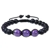12MM Amethyst Bracelet Adjustable Beads Natural Stone Tiger Eye Black Frosted Bracelets for Men Women Fashion Jewelry