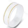 Bague en céramique double couleur, or Rose 18 carats, tendance planète abeille, couple personnalisé, paire en céramique noire et blanche polie, D-5644