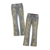 Jeans pour hommes Harajuku déchiré effiloché trou bleu délavé jean pantalon pour hommes et femmes poches Streetwear décontracté Baggy Denim pantalon 230914