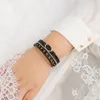 Bracelet en cuir en cuir Multi-couche Bracelet Diamant Femmes