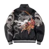 Men's Jackets Cotton Padded Sukajan Dragon Phoenix Embroidery Bomber Jacket Men Women Oversize Zipper Baseball Coat Stand Collar Cardigan 2023 J230914