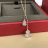 Qe Collier Plaqué Or 18 Carats Diamant Pendentif Classique Titane Acier Gourd Femmes Chanceux Chaîne Designer Bijoux Accessoires De Mode Pour Hommes