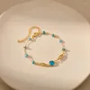Strand ccgood irregular luz azul pedra pulseira para mulher banhado a ouro 18 k pulseiras de alta qualidade jóias minimalistas pulseras mujer