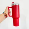 USA Warehouse Vacuum Isolated Double Walled Rostfritt stål Pulverbelagd H2.0 Jul Xmas Red Green 40oz Quencher Tumbler för lasergraverad pulverbelagd