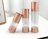 Bottiglie di stoccaggio Flacone airless trasparente da 50 ml con pompa per vuoto oro UV o lozione utilizzata per contenitori cosmetici