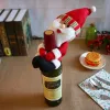 حمراء جديدة من الزجاجات النبيذ في عيد الميلاد الغطاء الأكياس الزجاجة الحزب ديكورات العناق سانتا كلوز الثلج عشاء مائدة الديكور المنزل عيد الميلاد بالجملة G0817
