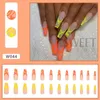 Uñas postizas 24 unids/caja prensa falsa en juego largo reutilizable mármol líneas doradas artificiales Kawaii Tipsy Stick-on Tips Art KEW052