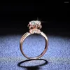 Cluster-Ringe Inbeaut Rose Gold Ausgezeichneter Blumenschliff D Farbpass Diamanttest PT950 gestempelter Ring 925 Silber Funkelnder Moissanit Hochzeit