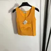 Gilet tricoté Slim avec logo brodé pour femmes, marque de mode, chemisier sans manches, pull de styliste