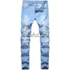 Herrenjeans Herrenjeans Herren Tide Ripped Trend Hosen Lang Stretch Slim Loch Destroyed Hellblau Große Größe Casual Male241D