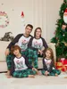 رسالة عيد الميلاد pajamas عيد الميلاد مطابقة بيجاما المنزلية ملابس المنزل الأم الابنة الأب الابن رومبز ملابس النوم الكلب