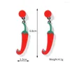 Kolczyki Dangle Wybu Est Red Chilli Drope Earring dla kobiet mody kwas octowy Plant Eering Ear Biżuteria Femme Bijouterie