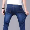 Jeans masculinos outono inverno homens jeans negócios casual estiramento magro jeans luz azul preto calças masculinas marca calças plus size 28-402750 x0914 x0911