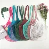 clephan Shopping Handbags Shopper Tote Mesh Net Woven Cotton String Reusable Long Handle Fruit Vegetable Storage Bags Handbag Home Organizer Bag Sea Ship LSK245-1