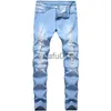 Herrenjeans Herrenjeans Herren Tide Ripped Trend Hosen Lang Stretch Slim Loch Destroyed Hellblau Große Größe Casual Male241D