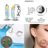 Hoop Earrings 2023 925 Sterling Silver Charms For Women Cubic Zircon Color Glow Elegant Birthday Jewelry Gifts