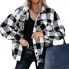 Giacca in lana da donna nuovo stile in bianco e nero con collo rotondo versione coreana cappotto corto autunnale con scollo a V sottile272K