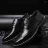 Dress Shoes Classic Derby Men Leather Carved Full Brogue Lace-up Casual Business Wedding Party Comfortable Shoe