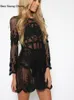 Damen Bademode Kleidung Kleid Frühling Sommer 2023 Sexy Mode Spitze Seethrough Rock Strand Casual Stil Bohemian Top 230914