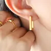 Boucles d'oreilles créoles Minar Simple, plaqué or 18 carats, en acier inoxydable, étanche, rectangulaire, géométrique, pour femmes, Oorbellen