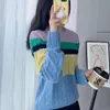 Women Sweater Ralphs Laurens Women's Knitwear Top Quality Autumn/Winter RL New Multi Color Stripe Long Sleeve Knitted Sweater Block Coarse Twisted Wool Knit Pullover