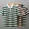 Herrpolos 2023 Summer Stripe Short Sleeve Polo Shirt Polo Tshirt Casual Top Golf Wear Clothes for Women 230912