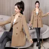 Women's Trench Coats Ladies Casual Wind Spring Autumn Girls Solid Color Long Sleeve Lapel Double-breasted Outwear With Belt X141