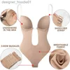 Shapers voor dames Taille Buikshaper Onzichtbare beha Sexy bodysuit Korset Ruglooze Diepe VN-hals U-diepe string Trainer Doorzichtige band Gewatteerde push-up shapewear 230417 L230914