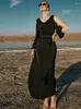 Ubranie etniczne Ramadan Diamond Maroko Abaya kaftan muzułmańska sukienka Kobiety Maxi luźne satynowe puff rękawy pusta haft haftowy Dubai Arabska impreza