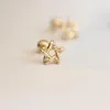 Studörhängen Goldtutu 9K True Gold Star Earring Skruv tillbaka 2023 Fina barn Högkvalitativa smycken Dainty Small For Women